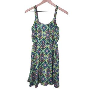 Nordstrom Socialite Lime Green Geometric‎ Design Dress - Size S
